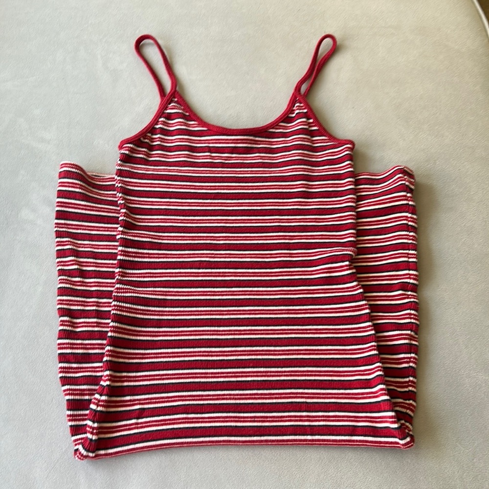 RARE Brandy Melville red navy white striped cotton tank dress Italy like new